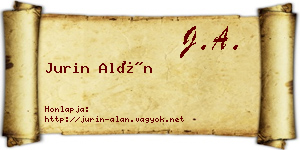 Jurin Alán névjegykártya